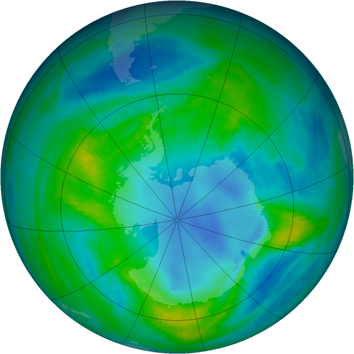 Antarctic ozone map for 22 April 1982